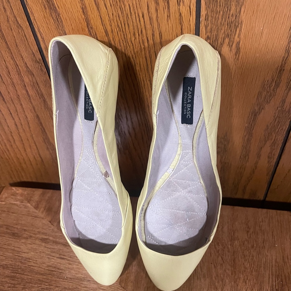 Zara Basic Collection" Shoes Lemon Yellow Leather… - image 5